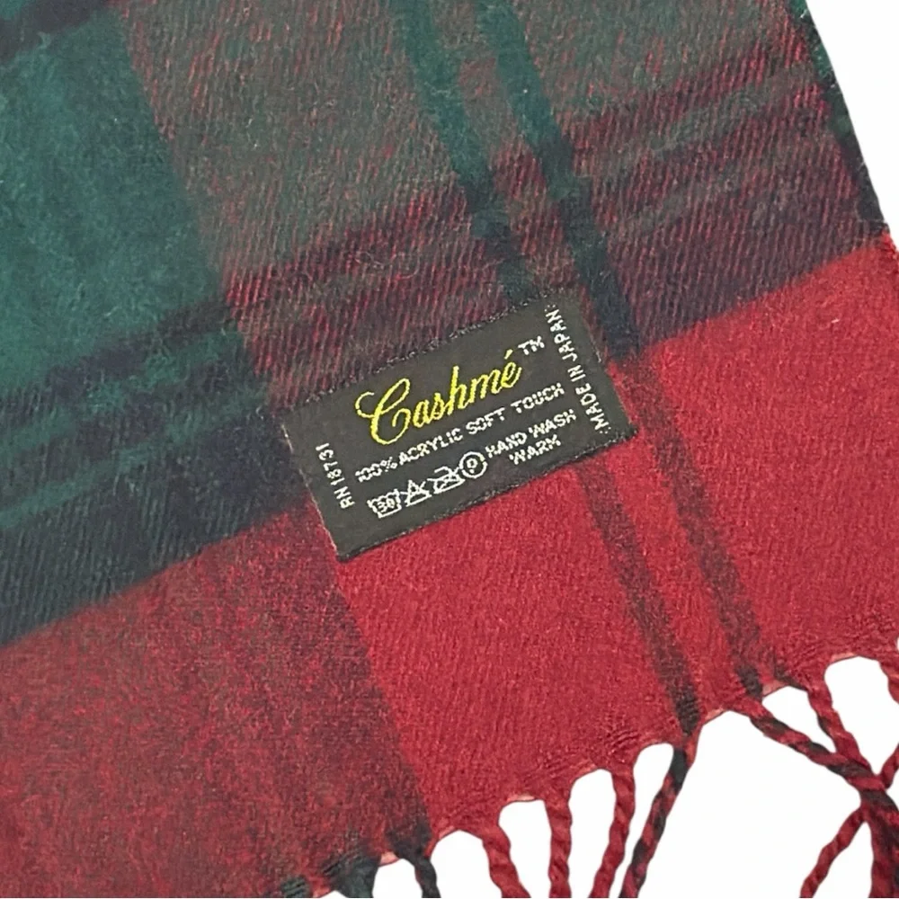 Cashme Acrylic Fringed Tartan Scarves - Set‎ of 2